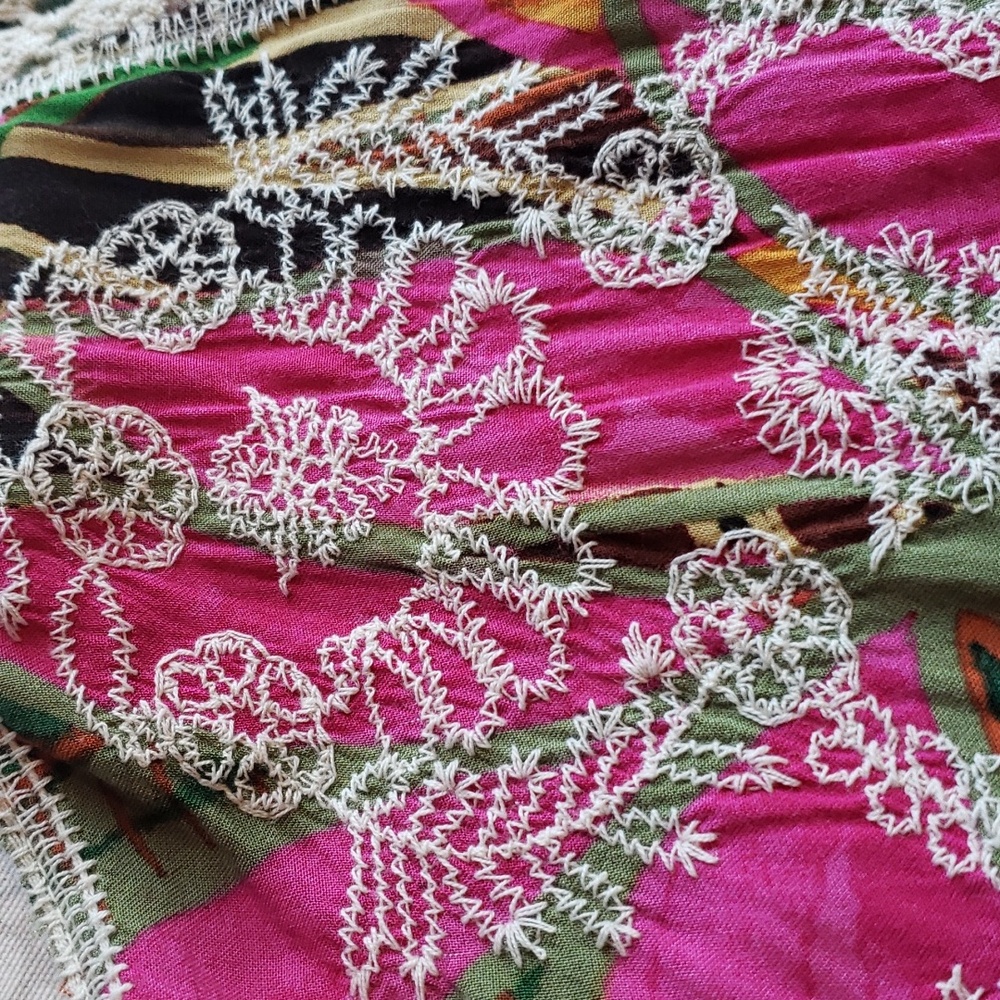 Colorful Democracy Embroidered Crochet-Trim Topper - Size XL - Picture 15 of 16